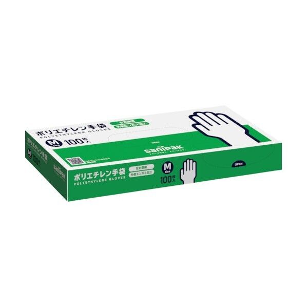 日本サニパック 使い捨てポリエチレン手袋(外エンボス加工) Mサイズ AH03 100枚×40箱