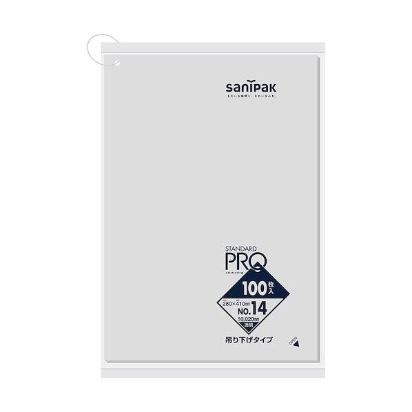 日本サニパック スタンダードポリ袋吊り下げタイプ14号透明 0.02mm LT34 100枚×30冊