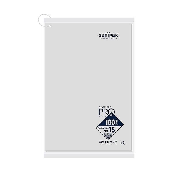 日本サニパック スタンダードポリ袋吊り下げタイプ15号透明 0.02mm LT35 100枚×20冊