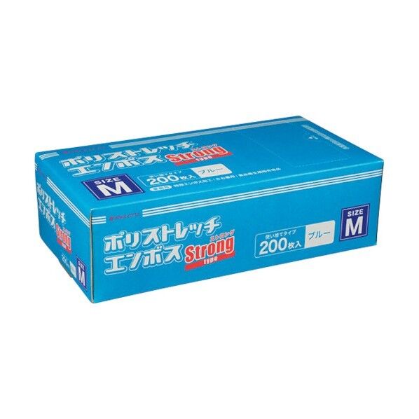 折兼 ポリストレッチエンボスストロングM 青 654637 1点×4000枚...