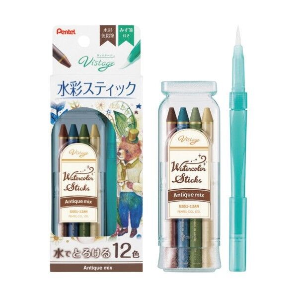 ぺんてる 水彩スティック12色アンティークミックス GSS1-12AN 1点×10個...