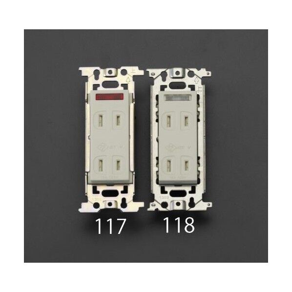 125V/15A埋込コンセント(2口/パイロットランプ付 (コンセント部)48×68.7×22.8(D)mm EA940CE-117 1