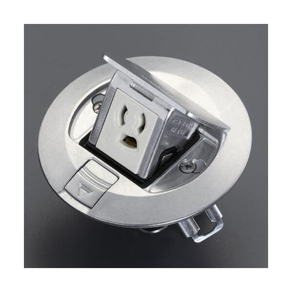 125V/15Aフロアーコンセント/丸型(1口/抜止・アース付)