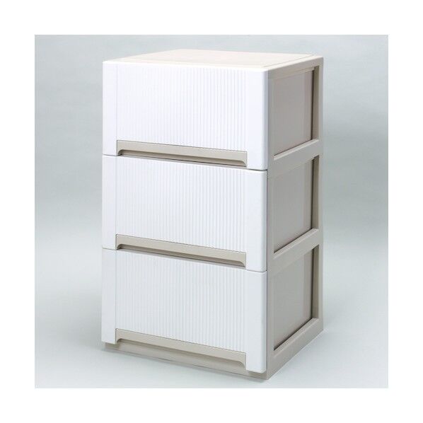 サンコープラスチック 4 収納ケース オーラ50 深型 3段 W ホワイト 500×447×840 19965 1点×2個