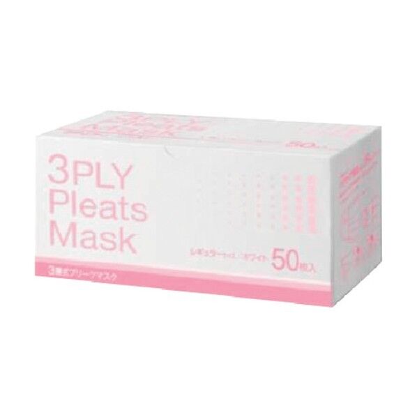 帝人フロンティア 3層プリーツマスク レギュラーサイズ ホワイト 3RW-202522-50B 50枚×40箱...