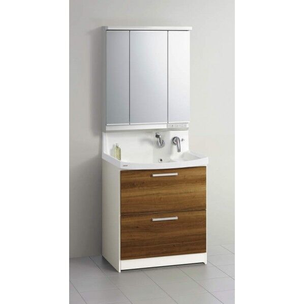 洗面化粧台人工大理石ボール(間口75cm)1面鏡(LED) 1点