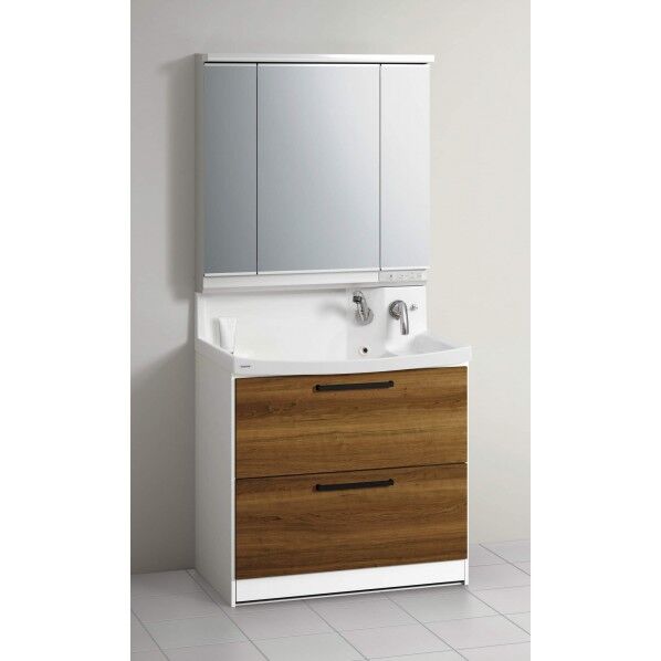 洗面化粧台人工大理石ボール(間口90cm)3面鏡/LEDオールスライドタイプ 1点