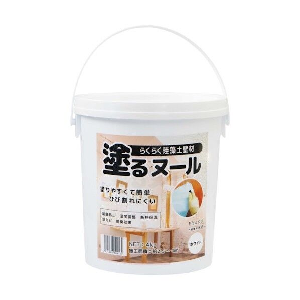 トーヨーマテラン らくらく 珪藻土壁材 塗るヌール ホワイト 4kg 154548 1缶×4缶...