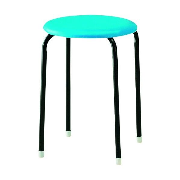 藤沢工業 丸イス ビニールレザー スチールパイプ ブルー C-19-B 1点×10台...