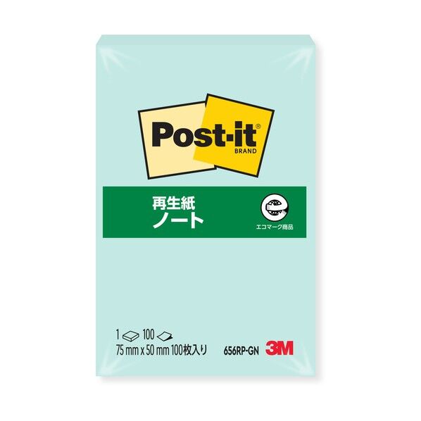 ポストイット再生紙ノート グリーン 656RP-GN 1個
