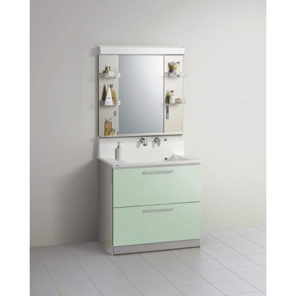 人工大理石ボール洗面化粧台(間口75cm)ステンレス1面鏡(LED) 1点