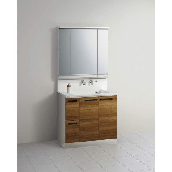 人工大理石ボール洗面化粧台(間口90cm)3面鏡/LED