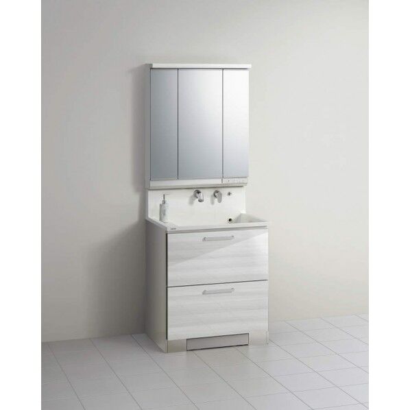 人工大理石ボール洗面化粧台(間口75cm)3面鏡/LED