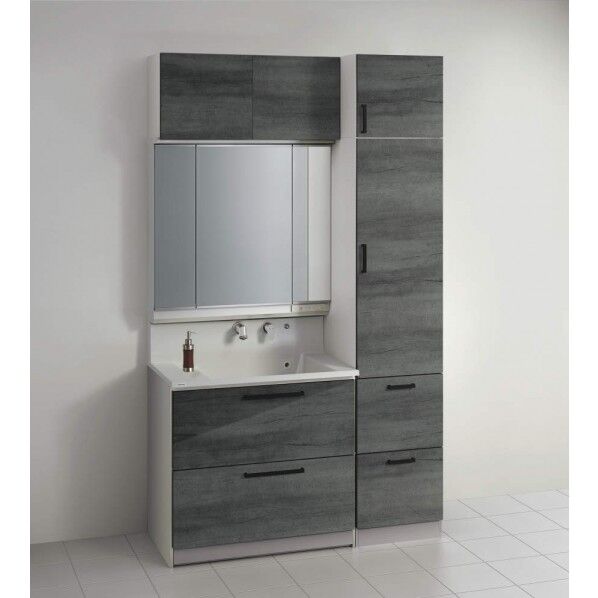 人工大理石ボール洗面化粧台(間口90+45cm)3面鏡/LED