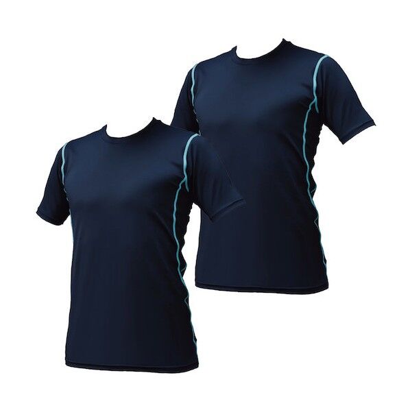 超吸汗速乾・冷感シャツ コンプレッション半袖 ネイビー 3L お得な洗い替え2枚セット 20001-3L-2 1式