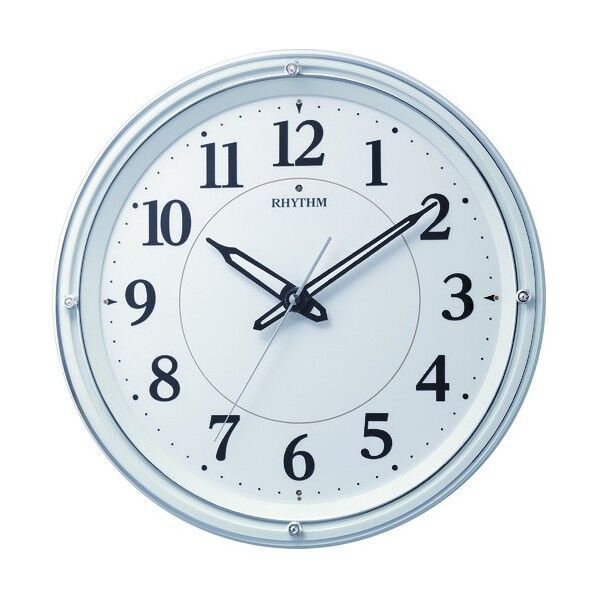 リズム 電波 壁掛け時計 暗所自動点灯機能付き 連続秒針 白 φ332x54 8MY533SR03 1個