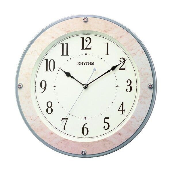 リズム 電波 壁掛け時計 連続秒針 ベージュ φ320x49.1