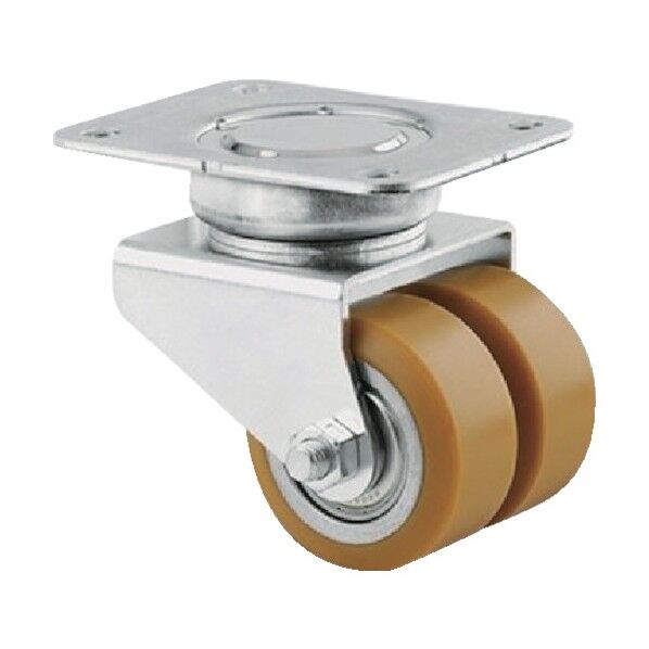 重荷重用高性能双輪キャスターDELTA TWIN(ポリウレタン車輪・メンテナンスフリー) φ80 自在式 9940ETP080P63 SUPER CONVEX 1点