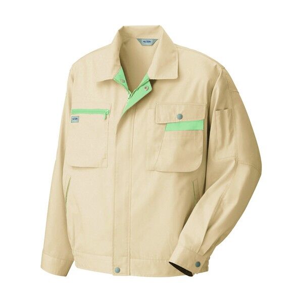 長袖サマーブルゾン 002ライトベージュ×グリーン LL 5320 1