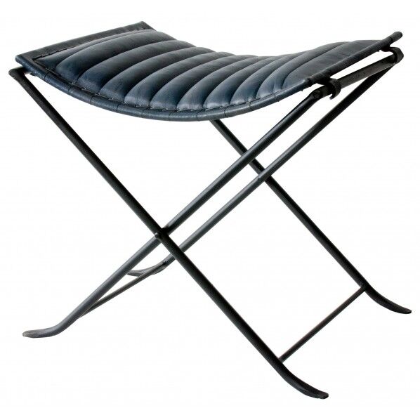 折りたためる本革スツール ヴィンテージブルー CH-M5045 1個