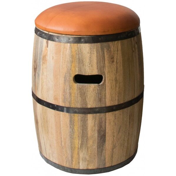 本革座面の収納付き樽スツール CH-L3650 1個