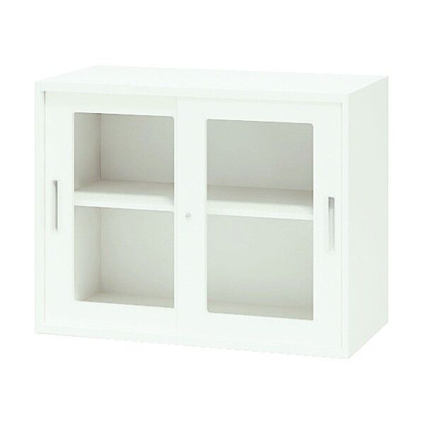 ガラス引違い書庫(枠付) 900×400×700 CWS-0907HG-WW 1点