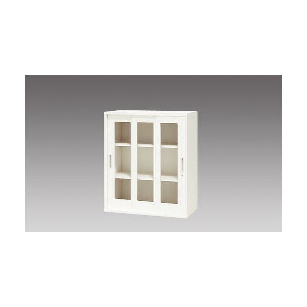ガラス引違い書庫 W899×D450×H1050 CW-0911HG3-WW 1点