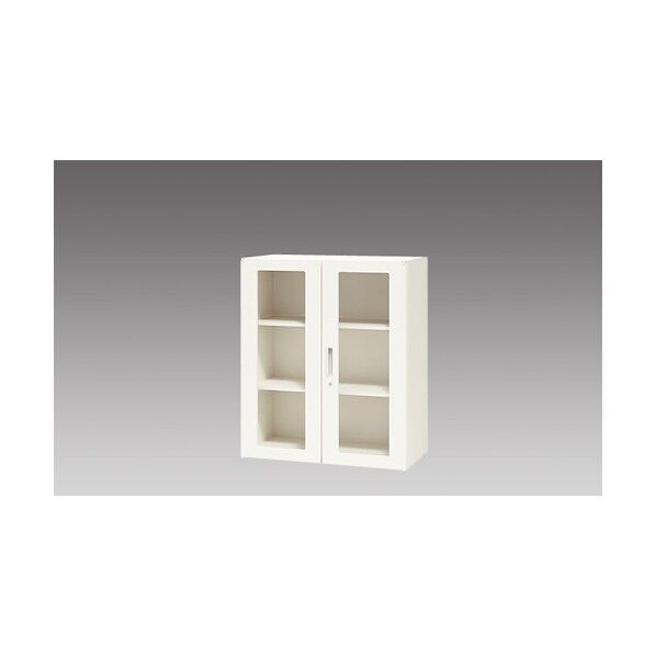 ガラス両開き書庫 W899×D450×H1050 CW-0911KG-WW 1点