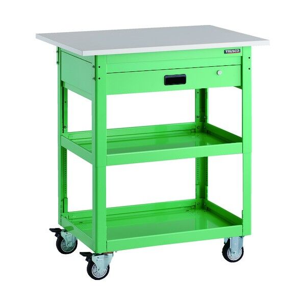 ツールワゴン ドルフィン 高さ調節式 天板付 900X600 1段引出 YG ウレタン車輪 DLWS-A973TVU-YG 1点