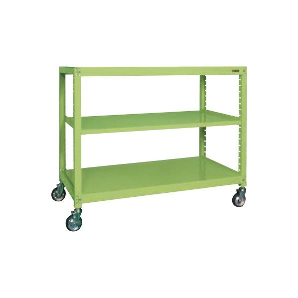 キャスターラックRK型(ゴム車) カラー:グリーン 寸法(間口W×奥行D×高さH)(mm):1500×450×1320 RKCN-5423 1台