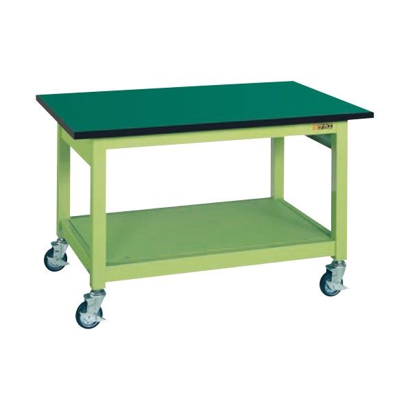 中量作業台KBタイプ移動式(改正RoHS10物質対応) カラー:サカエグリーン/天板カラー:グリーン 外寸(間口W×奥行D×高さH)(mm):900×600×740 KBF-096E 1台