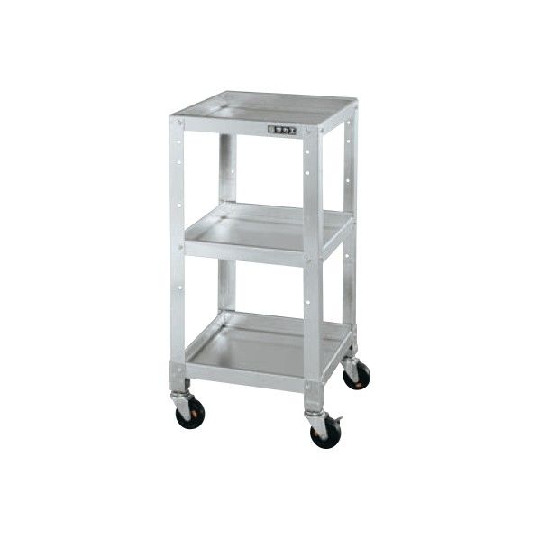 アルミCSツールワゴン ゴム車 外寸(間口W×奥行D×高さH)(mm):380×380×810 CSLA-3883AL 1台