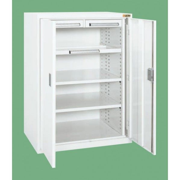 ミニ工具室 横ケント式 スチール扉 パールホワイト 外寸(間口W×奥行D×高さH)(mm):1022×623×1350 K-K1001W 1台