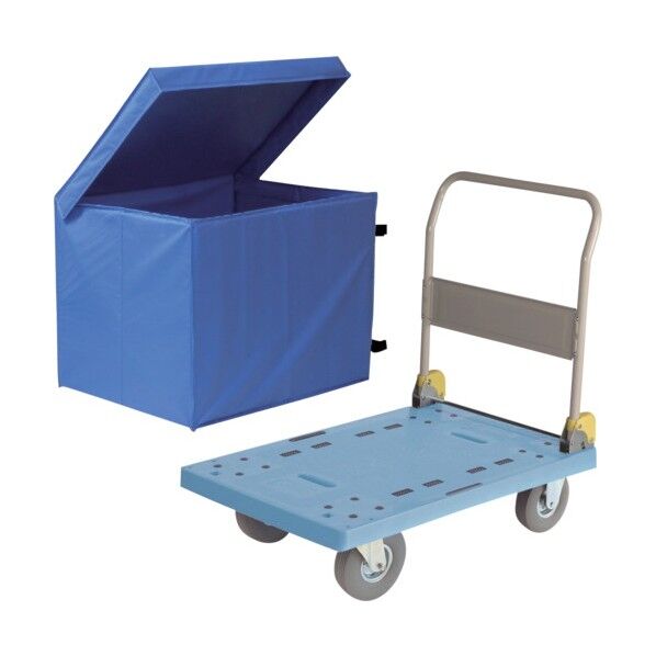 屋外用収納ボックス付大型樹脂台車ノーパンクタイヤ仕様