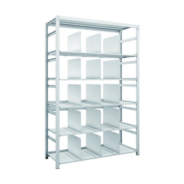 K1型抗菌塗装高密度収納棚 H1900XW1250XD475 6段 移動仕切板15枚付 K1-6446P15 1点