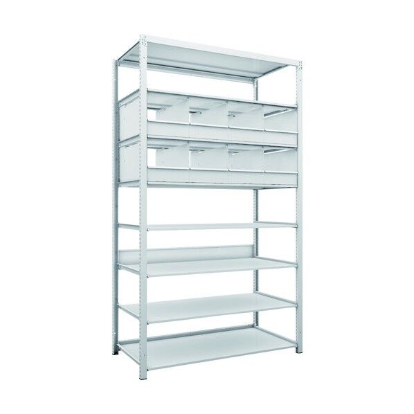 K1型抗菌塗装高密度収納棚 H2200XW1250XD625 8段 仕切りトレ-8個付 K1-7468C8 1点