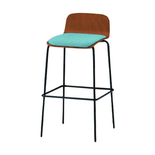 ノットワークハイチェア座パッド付 背座ラスティックビーチM・脚サテンブラック・ウレタンレザーブラック KLL-123DK-TTT1 1点