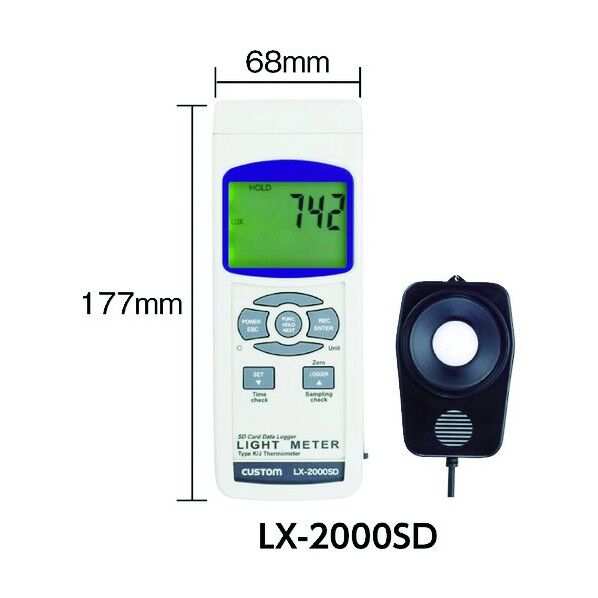 デジタル照度計 測定範囲0~99900lx LX-2000SD 1個