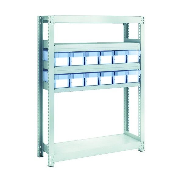 M2型軽中量ボルトレス棚 樹脂透明引き出し付