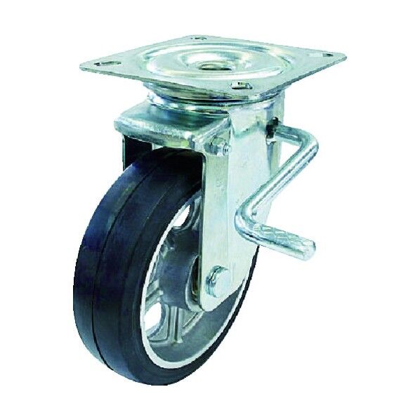 プレート式キャスター(アルミホイールゴム車) 自在ダブルストッパー付