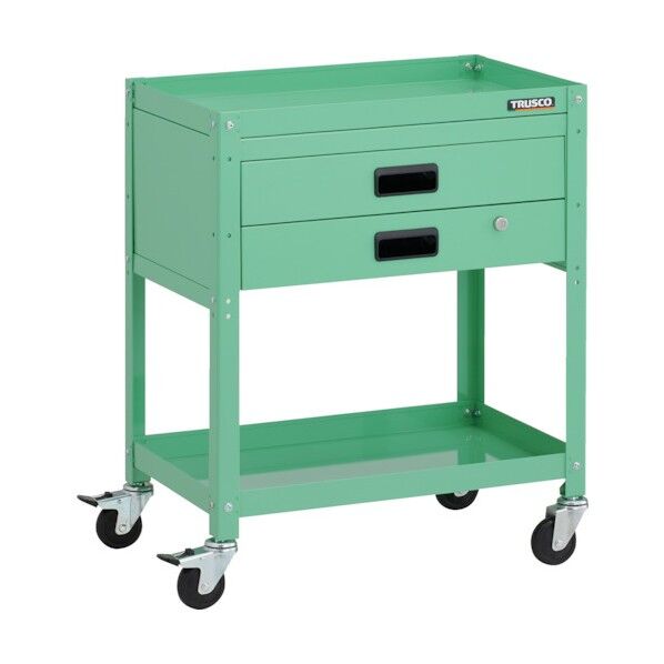 ラビットワゴン 600X400XH740 2段引出付 ゴム車輪 ヤンググリーン RBW-762X YG 1点