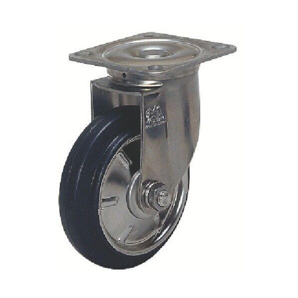 プレート式キャスター(ゴム車・ステンレス金具) 自在
