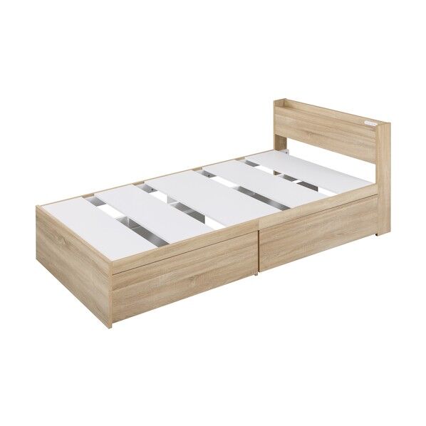 292712 大容量収納ベッド宮付き ライトナチュラル DSBM-S-RN 1点