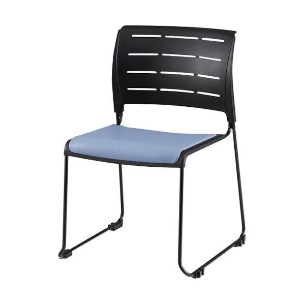 ループ脚会議用チェアー ライトブルー 脚色ブラック E431-B1-LBL 1点