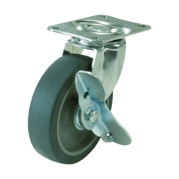 プレート式キャスター Eシリーズ (エラストマー車) 自在ストッパー付