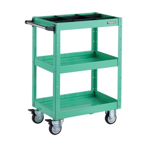 イーグルワゴン 600X400XH880 深型3段 1段仕切板付 ウレタン車輪 ヤンググリーン EGW-963F3S1U-YG 1点