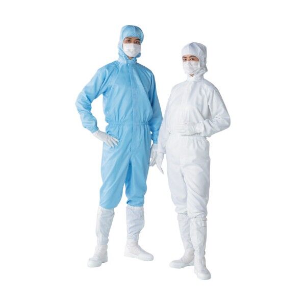 フード一体クリーンスーツ FL1403 グリーン L FL1403-03-L 1点