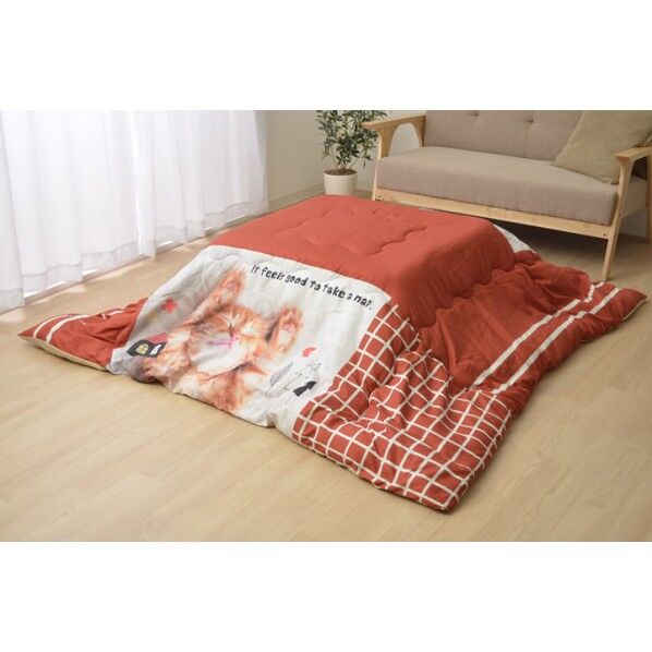 ねこ レッド 190×190cm 5537309 1枚