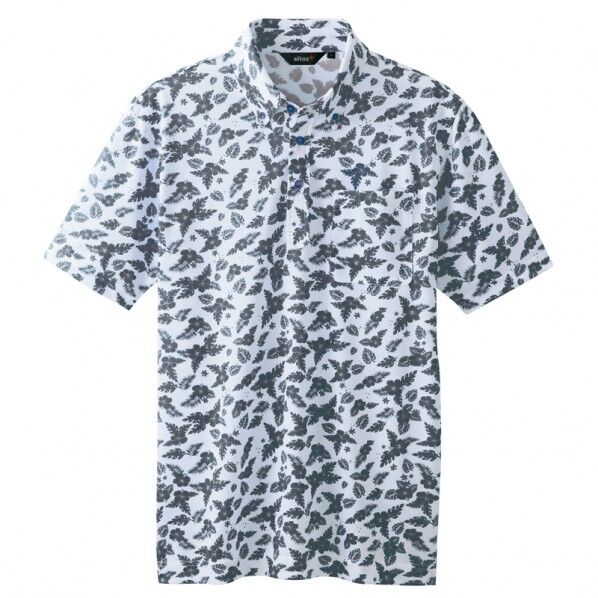 ボタンダウンアロハ柄半袖ポロシャツ(男女兼用)AZ56111-004グレー3S 004グレー 3S 56111 1枚