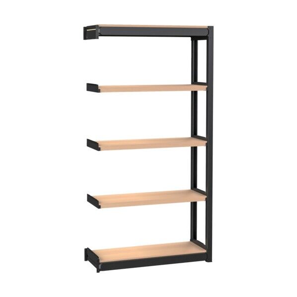 TSUG型スチール軽量ボルトレス棚 連結タイプ 木製棚板ベージュオーク 5段仕様 高さ1800mm 間口900mm 奥行300mm TSUG100-63K5B-BOBK 1点